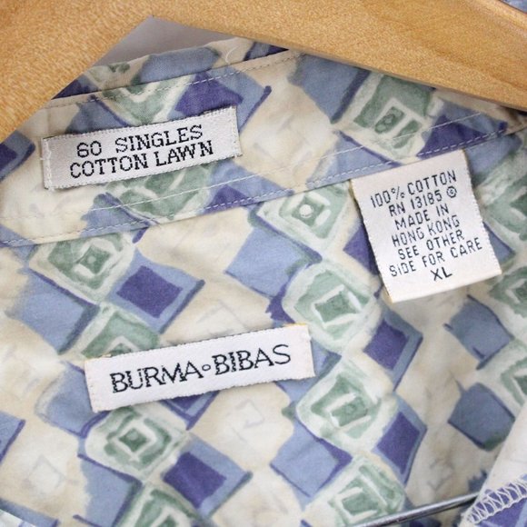 Vintage Burma Bibas Shirt Mens Geometrical Pattern Short Sleeve Button Down XL - Picture 6 of 9